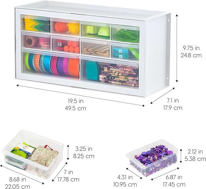 IRIS USA Small Plastic Storage Drawers, Made in USA, 10-Drawer Organizer
