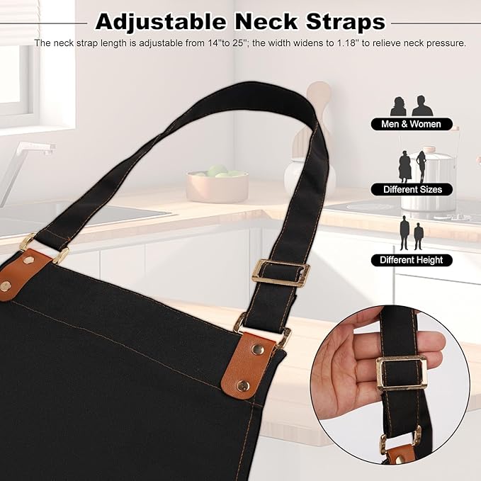 Chef Aprons for Women Men with Pockets, Oil-Repellent & Water-Resistant - Image 5