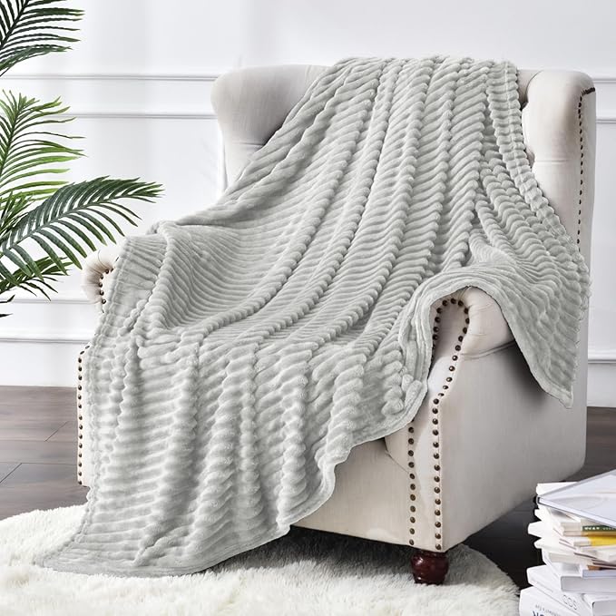 BEDELITE Fleece Throw Blanket for Couch – 3D Ribbed Jacquard Soft and Warm - Image 7