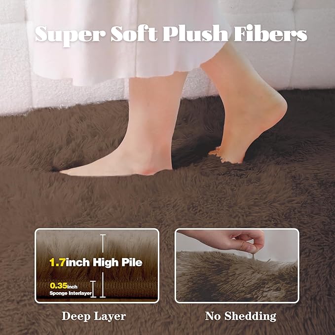 6x9 Area Rug for Living Room: Fluffy Shag Soft Washable Rugs Large Fuzzy Plush - Image 2