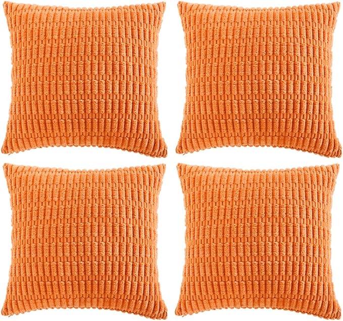 Fancy Homi 4 Packs Orange Fall Decorative Throw Pillow Covers 22x22 Inch by Fancy+Homi