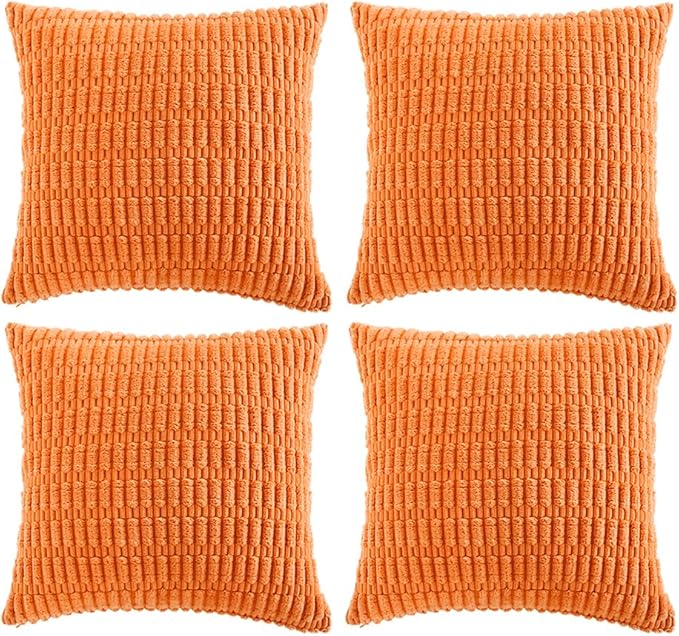 Fancy Homi 4 Packs Orange Fall Decorative Throw Pillow Covers 26x26 Inch by Fancy+Homi