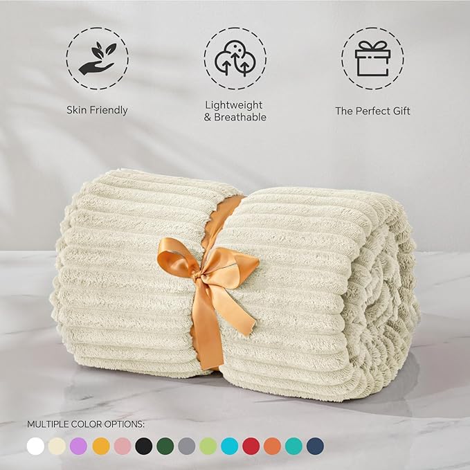 BEDELITE Fleece Blanket Twin Size – 3D Ribbed Jacquard Soft and Warm Decorative - Image 3