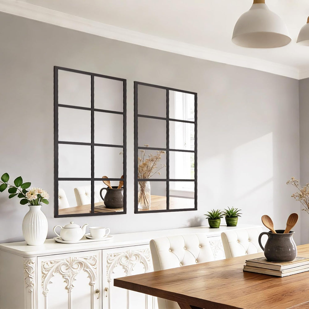 DUMOS Wall Mirrors 16" x 32", Set of 2 Rectangle Window Pane Decora...