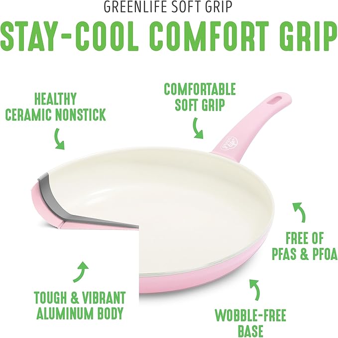 GreenLife Soft Grip Healthy Ceramic Nonstick 18 Piece Kitchen Cookware Pots and - Image 4
