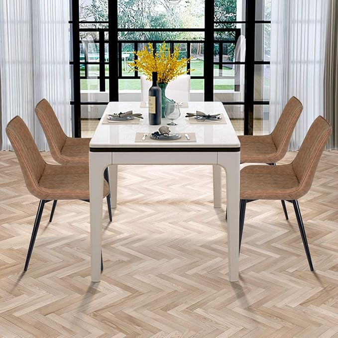 Faux Leather Dining Chairs Set of 2 Mid Century Modern Leisure Upholstered Ch...