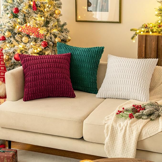 MIULEE Pack of 2 Burgundy Corduroy Decorative Pillow Covers 20x20 Inch Soft - Image 8
