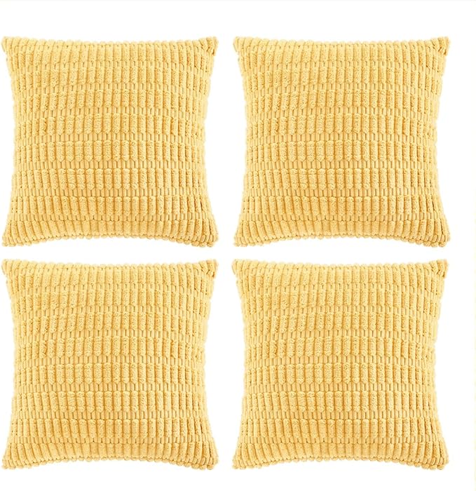 Fancy Homi 4 Packs Yellow Spring Decorative Throw Pillow Covers 18x18 Inch by Fancy+Homi