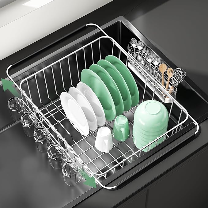 Fanbsy Dish Drying Rack in Sink, Extendable Stainless Steel Dish Drainers by Fanbsy