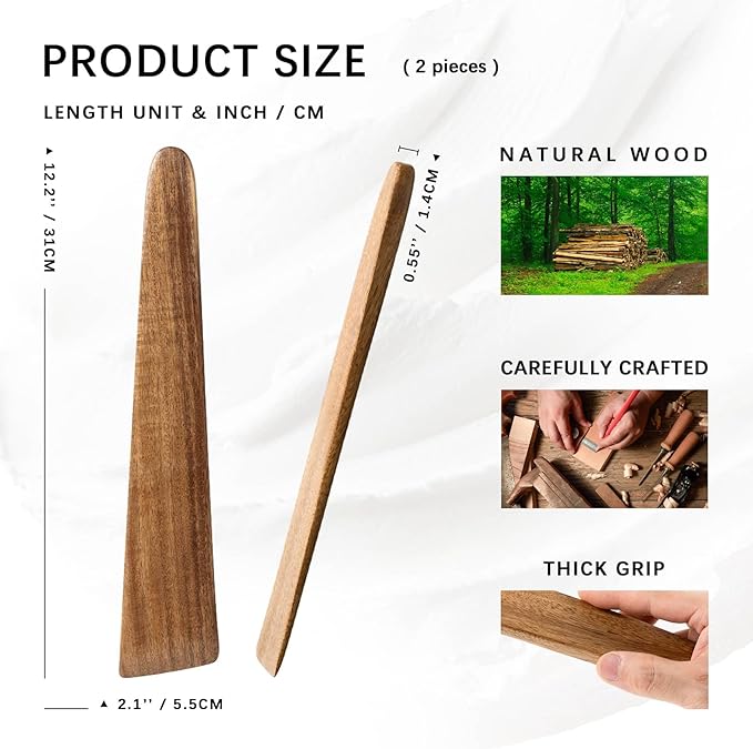 Wooden Spatula for Cooking Set of 2 – 12 Inch Acacia Wood Spatula - Image 2