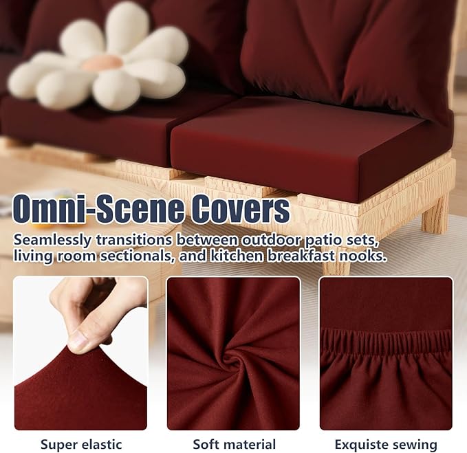8Pcs Stretch Patio Cushion Covers, Outdoor Couch & Sofa Replacement Slipcovers - Image 4