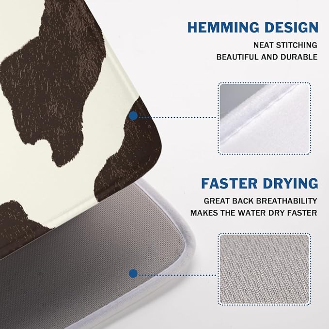 Milk Cow Drying Mat 24x18 Inch, Cattle Fur Farmhouse Dish Drainer Mats Summer - Image 4