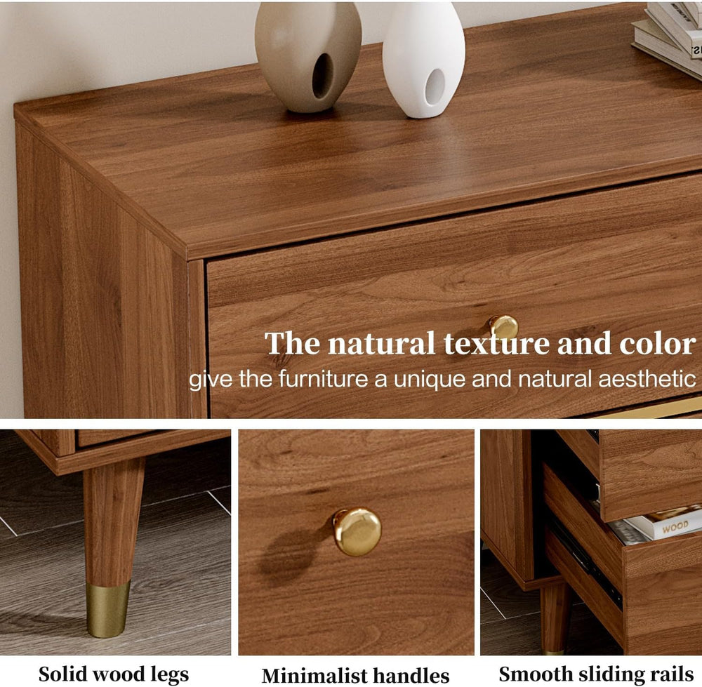 Chrangmay 9 Drawer Dresser,63" Wide Mid Century Modern Chest of Drawers,...