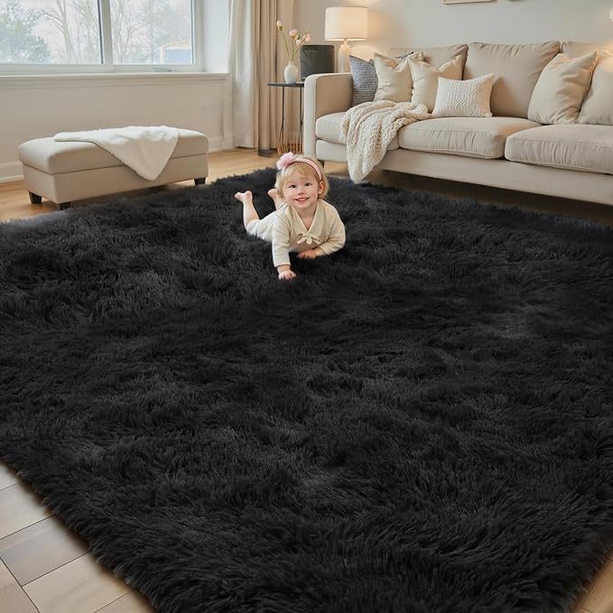 Rugs for Living Room 6x9, Alfombras para Salas Shag Large Plush Soft Area Rug by Junhejiamei