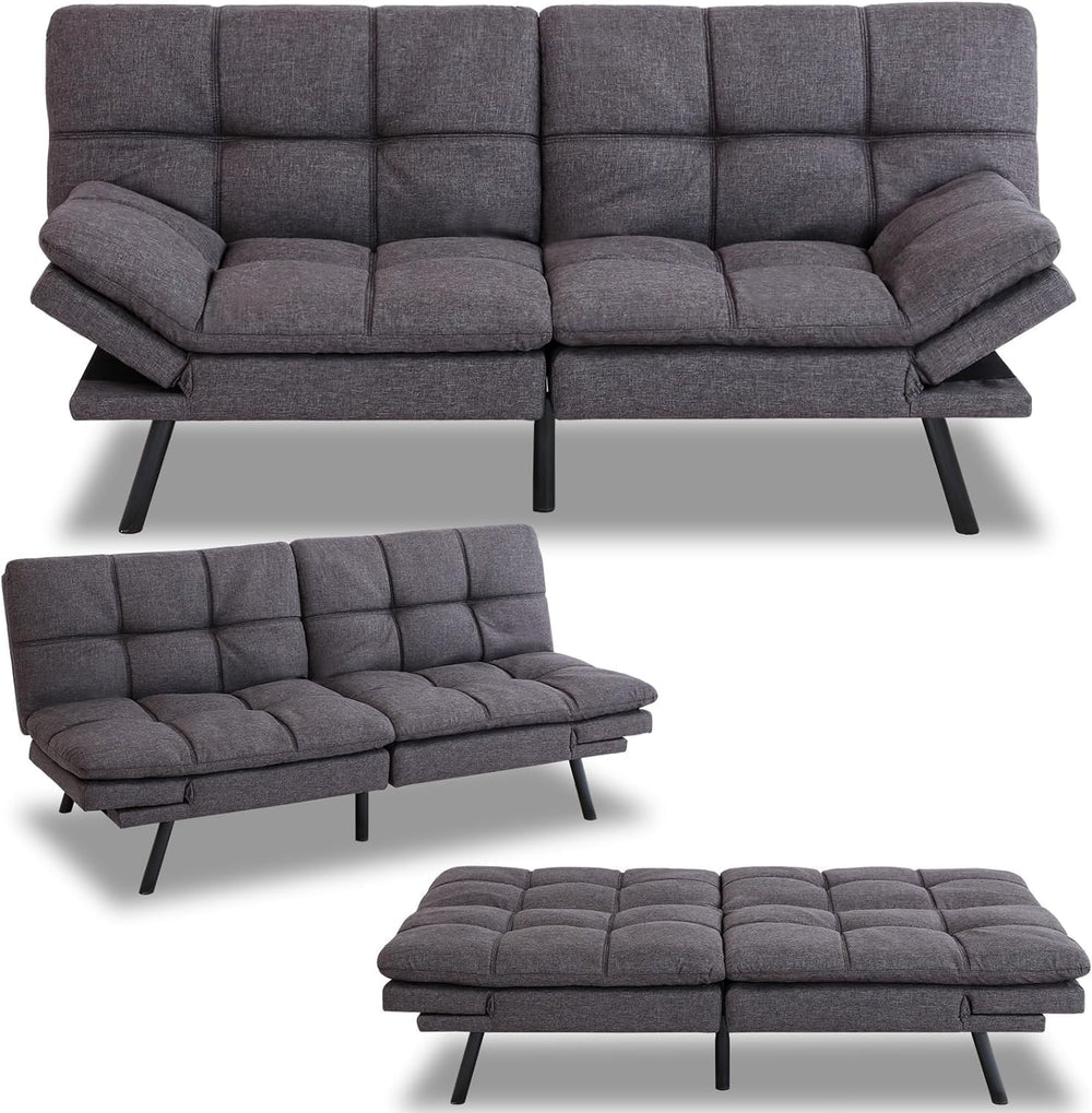 MUUEGM Futon Sofa Bed Couch Memory Foam Futon Convertible Couch Bed Sleeper,M...