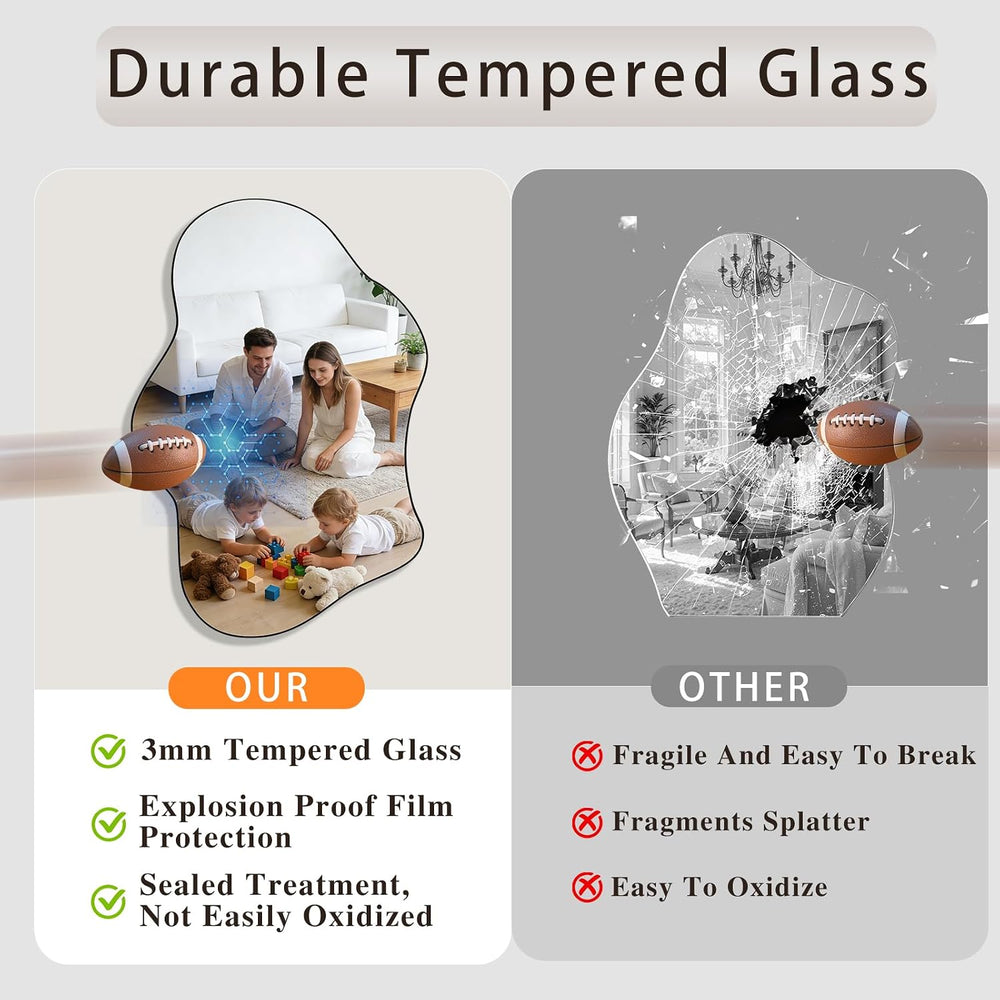 Irregular Wall Mirror, 22"x32" Wavy Cloud Bathroom Vanity Mirrors