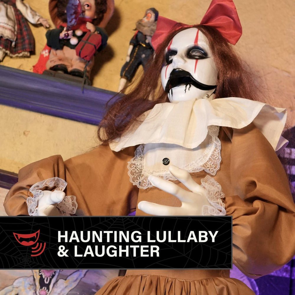 Haunted Hill Farm 5.4-Ft. Pop-Up Creepy Lady Halloween Animatronic