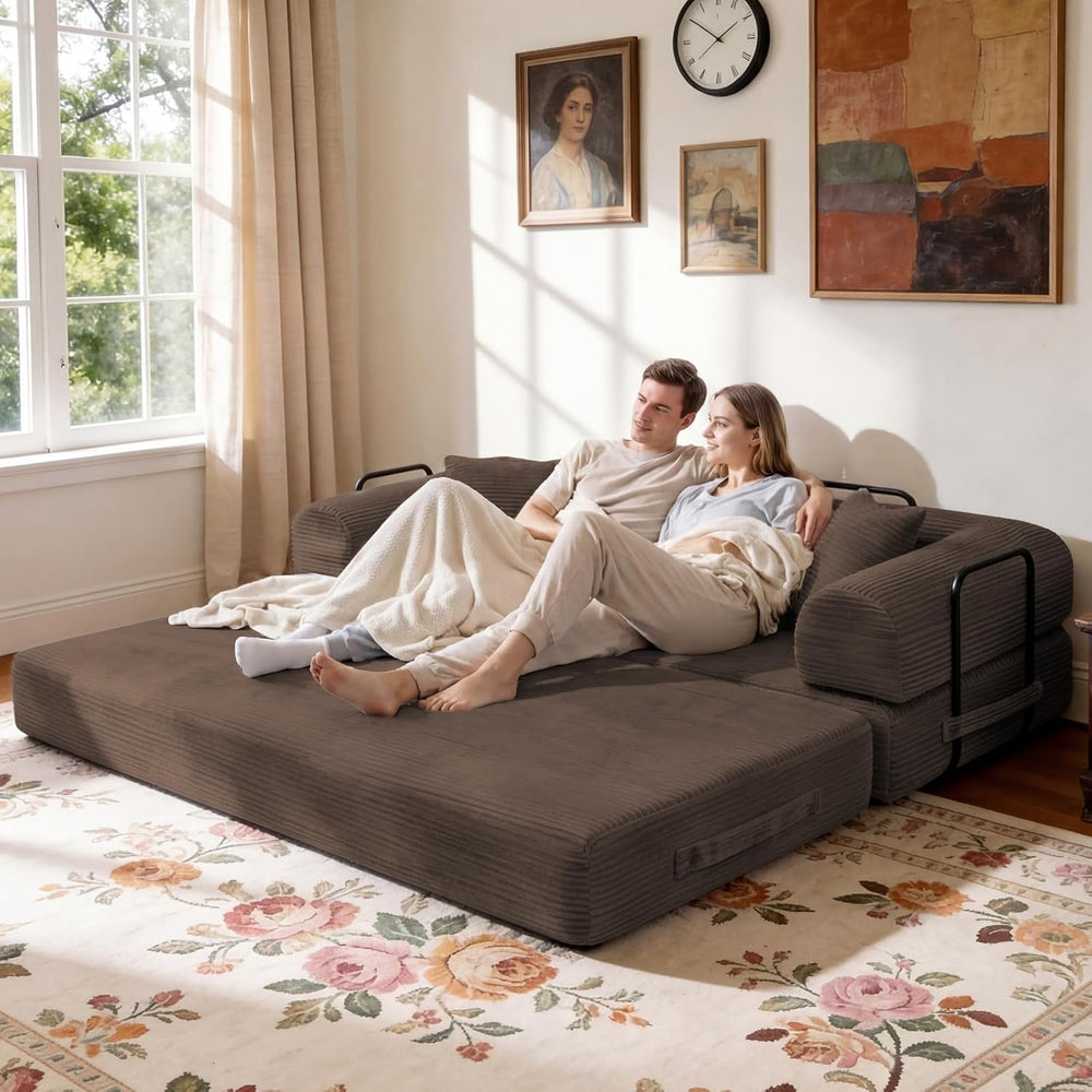 79" Memory Foam Sofa Bed, Convertible Futon Boneless Couch for Living Ro...