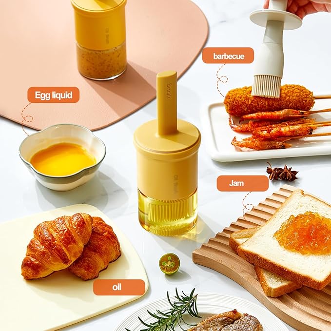 Glass Oil Dispenser with Heat Resistant Brush, Oil Dispenser Bottle with - Image 2