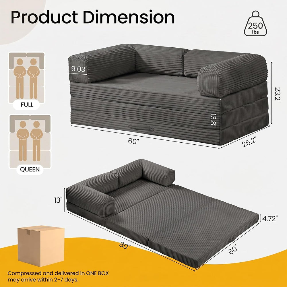 Erament Futon Sofa Bed Queen, Convertible Tri Folding Mattress Couch Bed Fold...