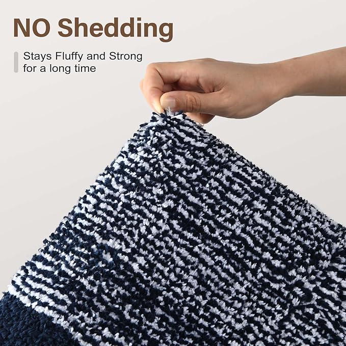60x24 Long Bathroom Rugs Washable Non Slip, Dark Blue Bath Mat - Image 8