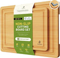 2 Piece Bamboo Cutting Board Set, Heavy Duty Wooden Boards by Socisen