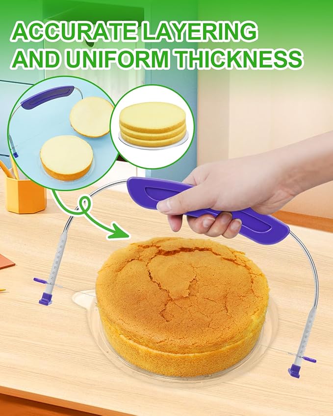 1PCS Purple Adjustable Food Grade Stainless Steel Cake Cutter Slicer Leveler - Image 3