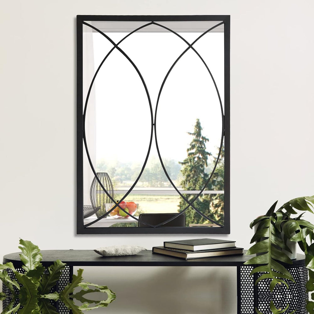 HQiJun Black Rectangle Wall Mirror, Farmhouse Decorative Mirror for Entryway,...