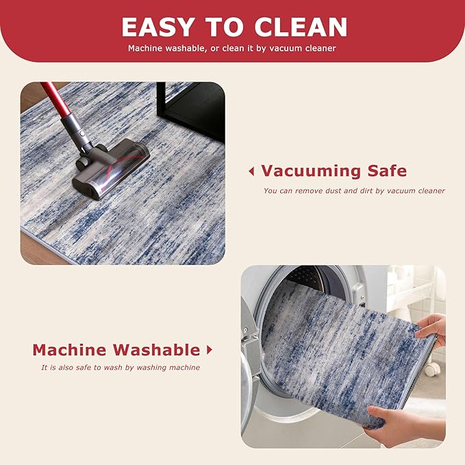 KOZYFLY Modern Abstract Washable Long Rug Runner 2.6x18 Hallway Rug Runner - Image 5