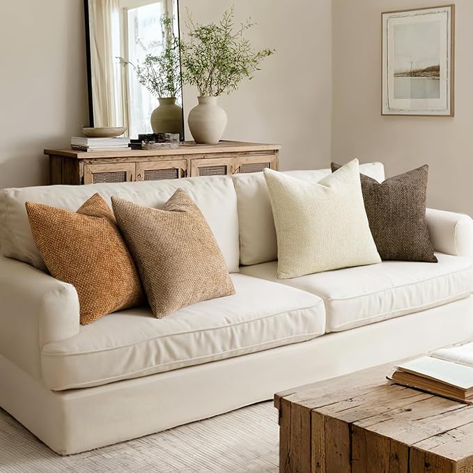 MIULEE Pack of 4 Brown Couch Throw Pillow Covers 20x20 Inch Soft Decorative - Image 5