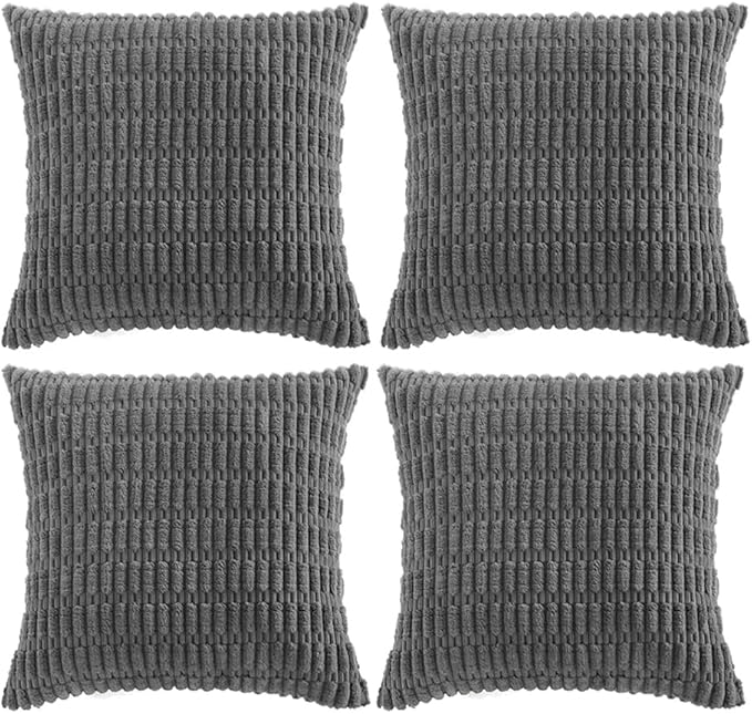 Fancy Homi 4 Packs Dark Grey Decorative Throw Pillow Covers 18x18 Inch by Fancy+Homi