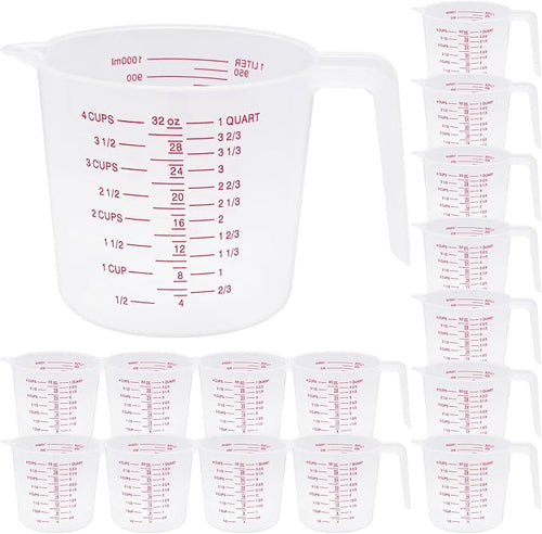 16 Pcs 4 Cup Capacity Plastic Measuring Cup, 32 Oz/1000 ml Clear Graduated by Unknown
