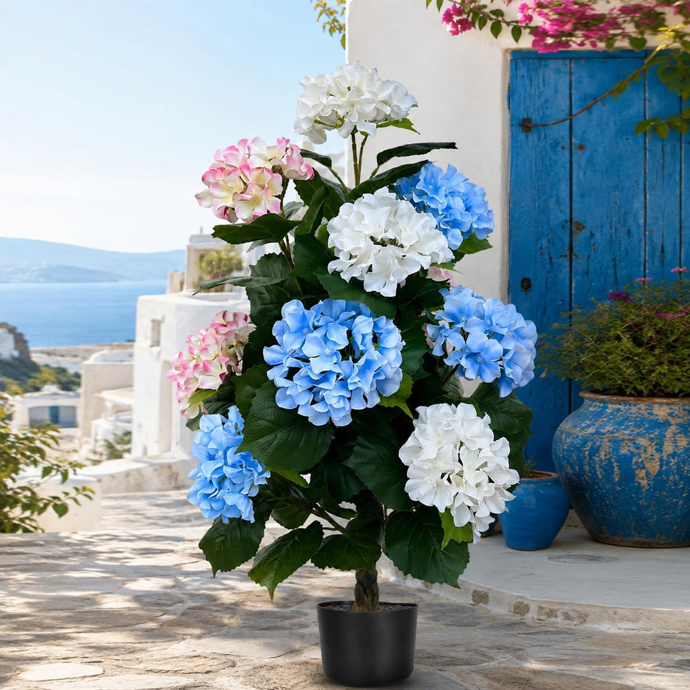3FT Artificial Hydrangea Tree in Pot, Faux Flowering Plant