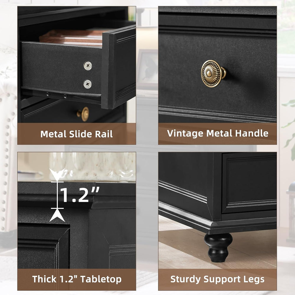 Joaxswe Farmhouse Dresser and Nightstand Sets 3 Piece, Nightstands Set of 2 a...