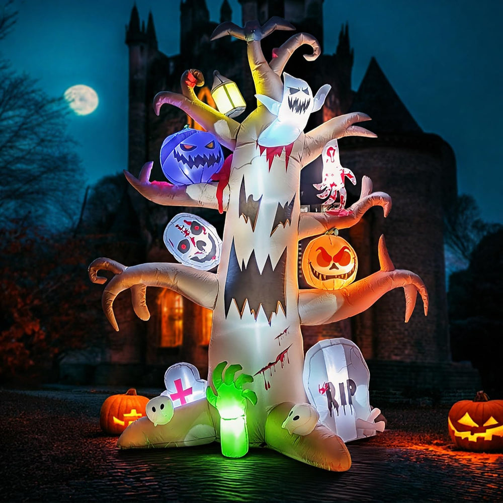 8FT Halloween Inflatable Spooky Tree Decoration, Blow Up Outdoor Decor Hallow...