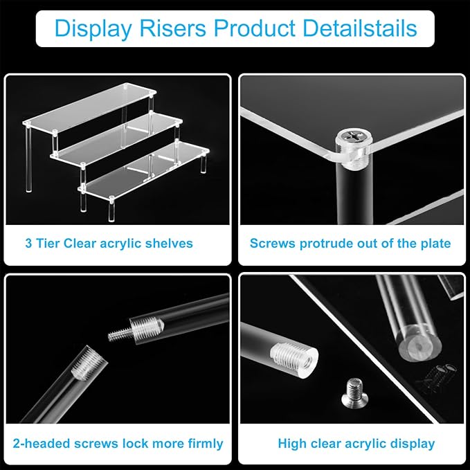 HENABLE Large Acrylic Display Risers, Perfume Stand Organizer, Tabletop Use - Image 4