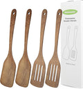 4 Pack Wooden Spatula for Cooking, Non-stick Turner Acacia Wood Spatula for by Thimmamma