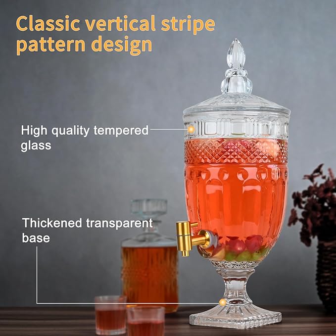 1.3 Gallon Glass Drink Dispenser, Glass Beverage Dispenser