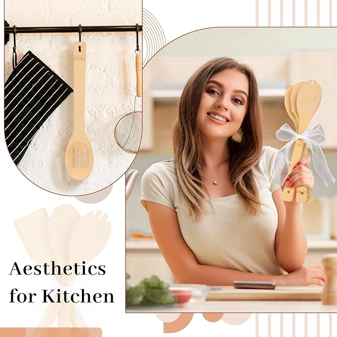 Reallnaive 72 Pcs Bamboo Spatula Wooden Kitchen Utensil Bulk 12''wood Spoon - Image 6