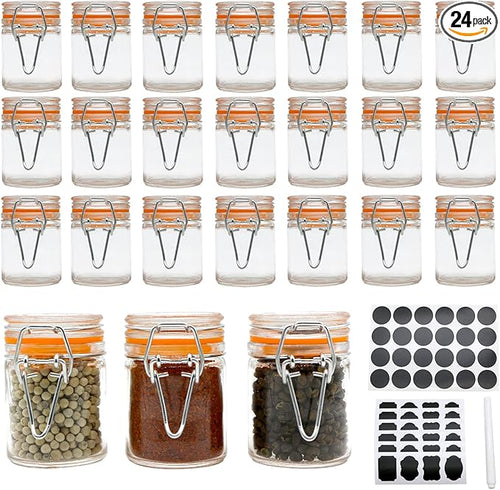 1.7 oz Mini Glass Spice Bottles, 24 Pack Small Glass Jars by Homelike+Style