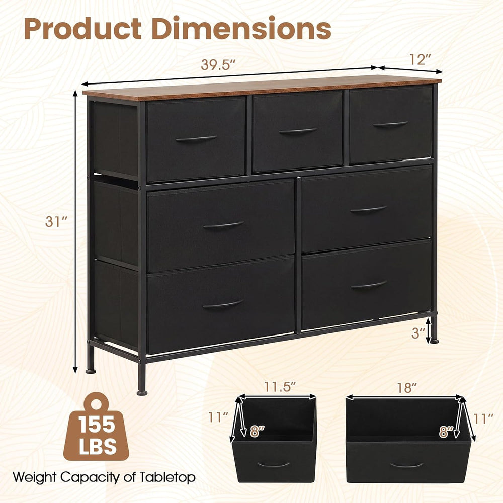 GIANTEX 7-Drawer Wide Dresser (Black)