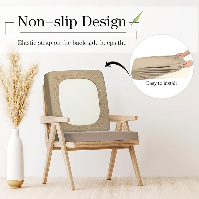 Newwiee 8Pcs Patio Cushion Covers Stretch Outdoor Cushion Cover Replacement - Image 5