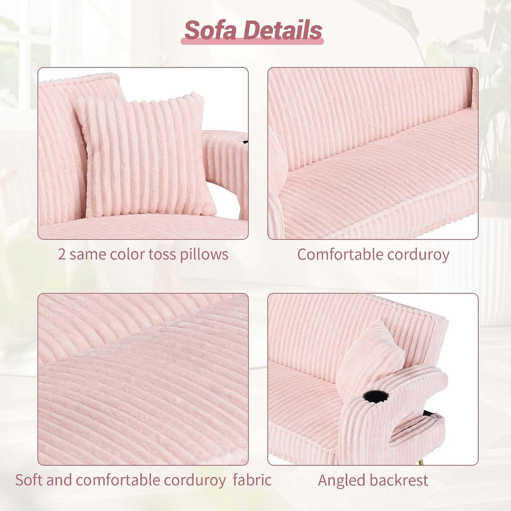 74" Modern Corduroy Sofa Bed Futon,Convertible Sleeper Bed Couch with Du...