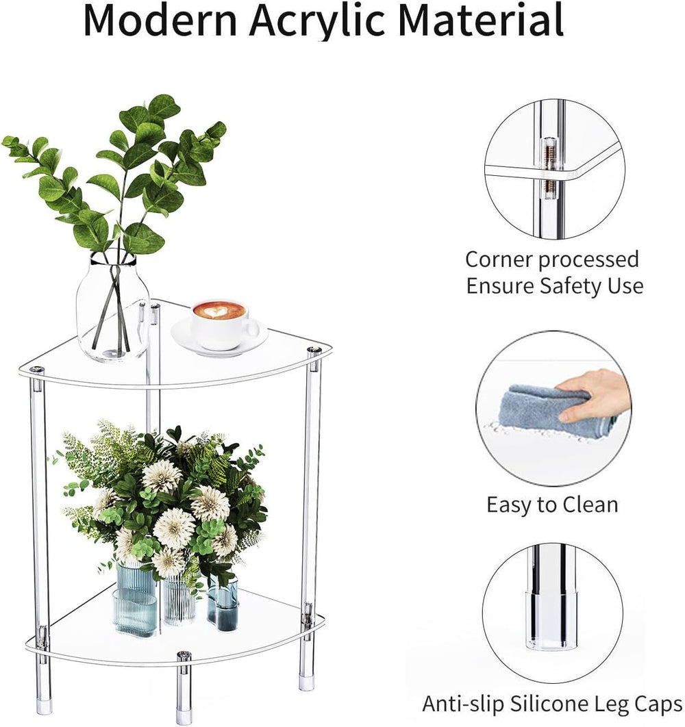 Clear Triangle Acrylic Side Table Set of 2 for Small Space, 11.81" L x 1...