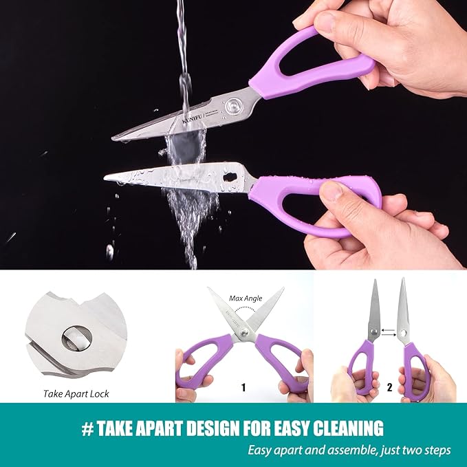 KUNIFU Kitchen Scissors, All Purpose Kitchen Shears, Heavy Duty Come Apart - Image 7