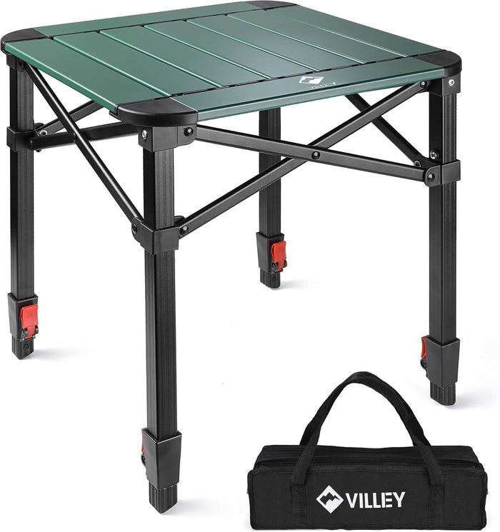 VILLEY Folding Camping Square Table, Portable Aluminum Table, Small