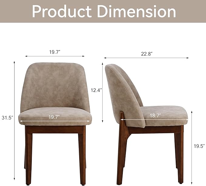 VKNOW Modern Dining Chairs Set of 4, Faux Leather Kitchen Chairs with Wood Le...