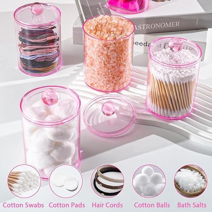 XIPENGKEJI 6 Pack Qtip Holder, Canister Apothecary Jar Set, Bathroom Jars - Image 4