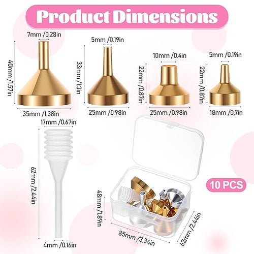 8 Pcs Small Metal Funnels 4 Sizes Gold Silver Mini Funnel - Image 2