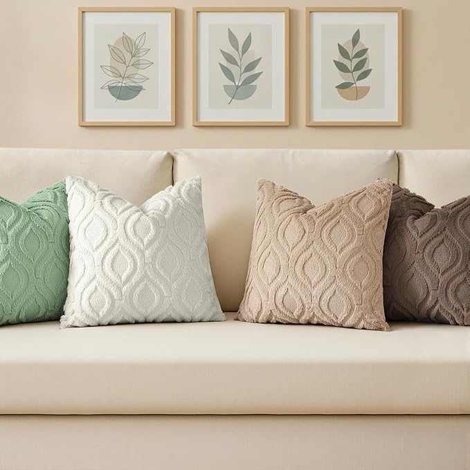 decorUhome Throw Pillow Covers 12x20 Inch Set of 2, Soft Plush Faux Wool Sage - Image 4